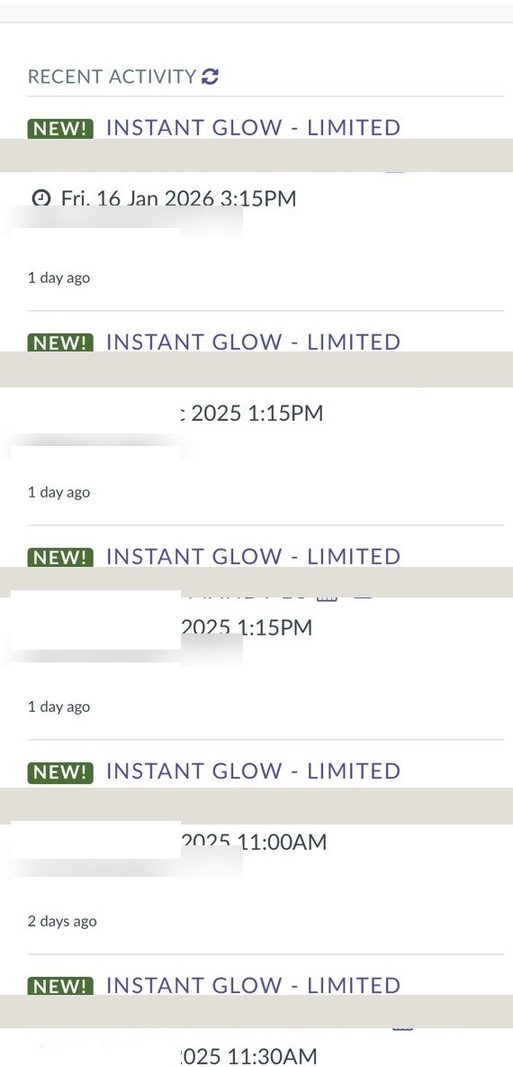 Timely activity feed, patient names redacted